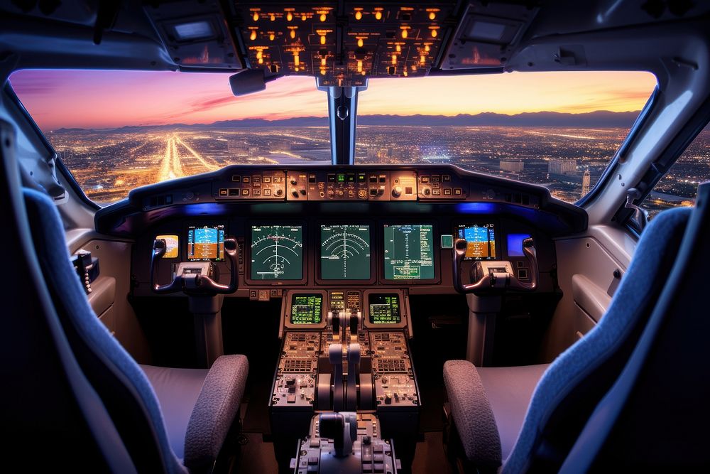 Airplane aircraft vehicle cockpit.